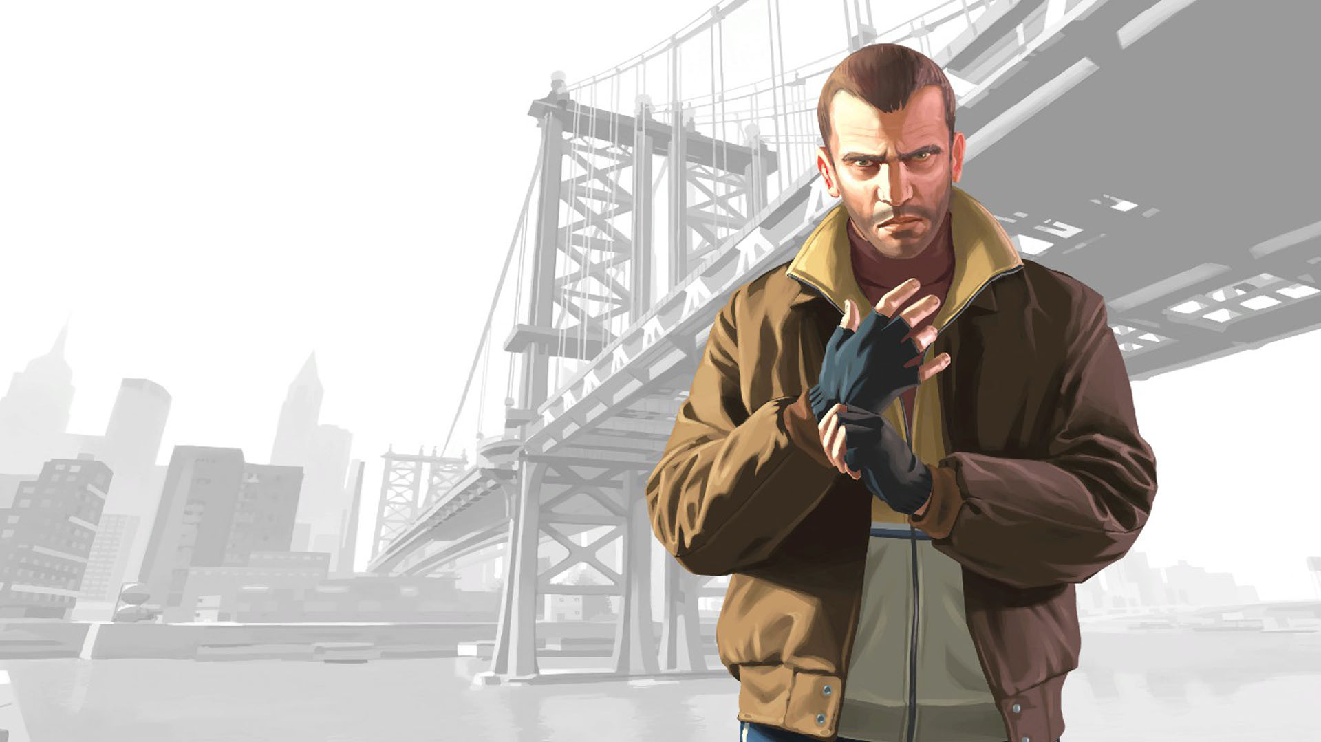 Niko Bellic in the loading screen art for GTA 4