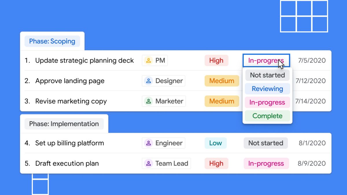 Tables Project Management