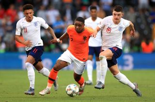 Steven Bergwijn centre, played against England in the Nations League semi-final in the summer