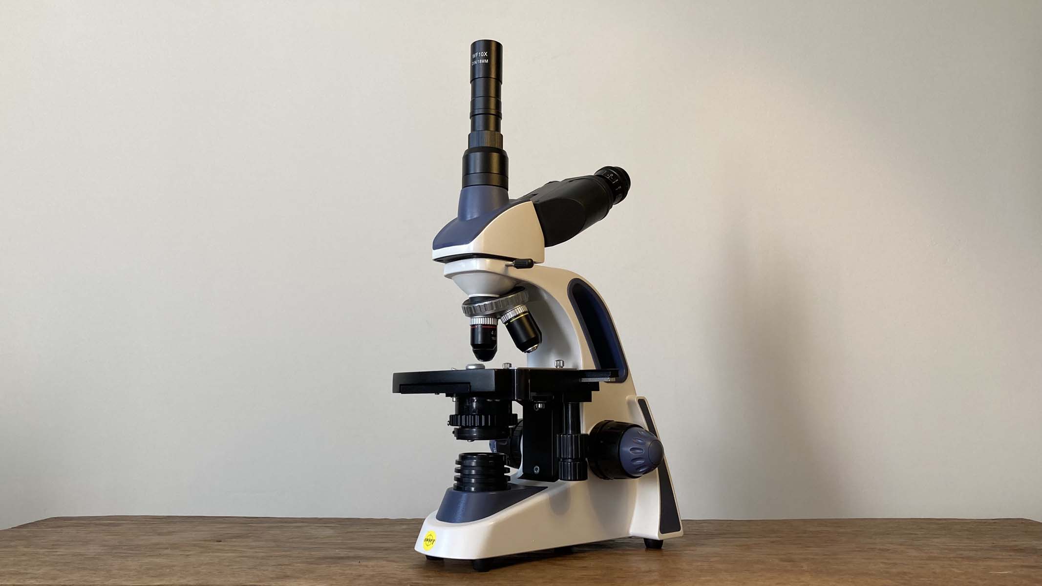 microscope on a table
