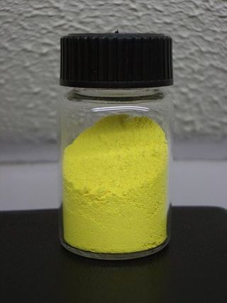 Cadmium sulfide, seen here, is one of the two compounds used to make zinc cadmium sulfide. It's commonly used as a pigment.