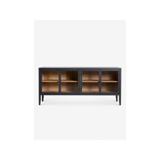 black sideboard with glass doors 