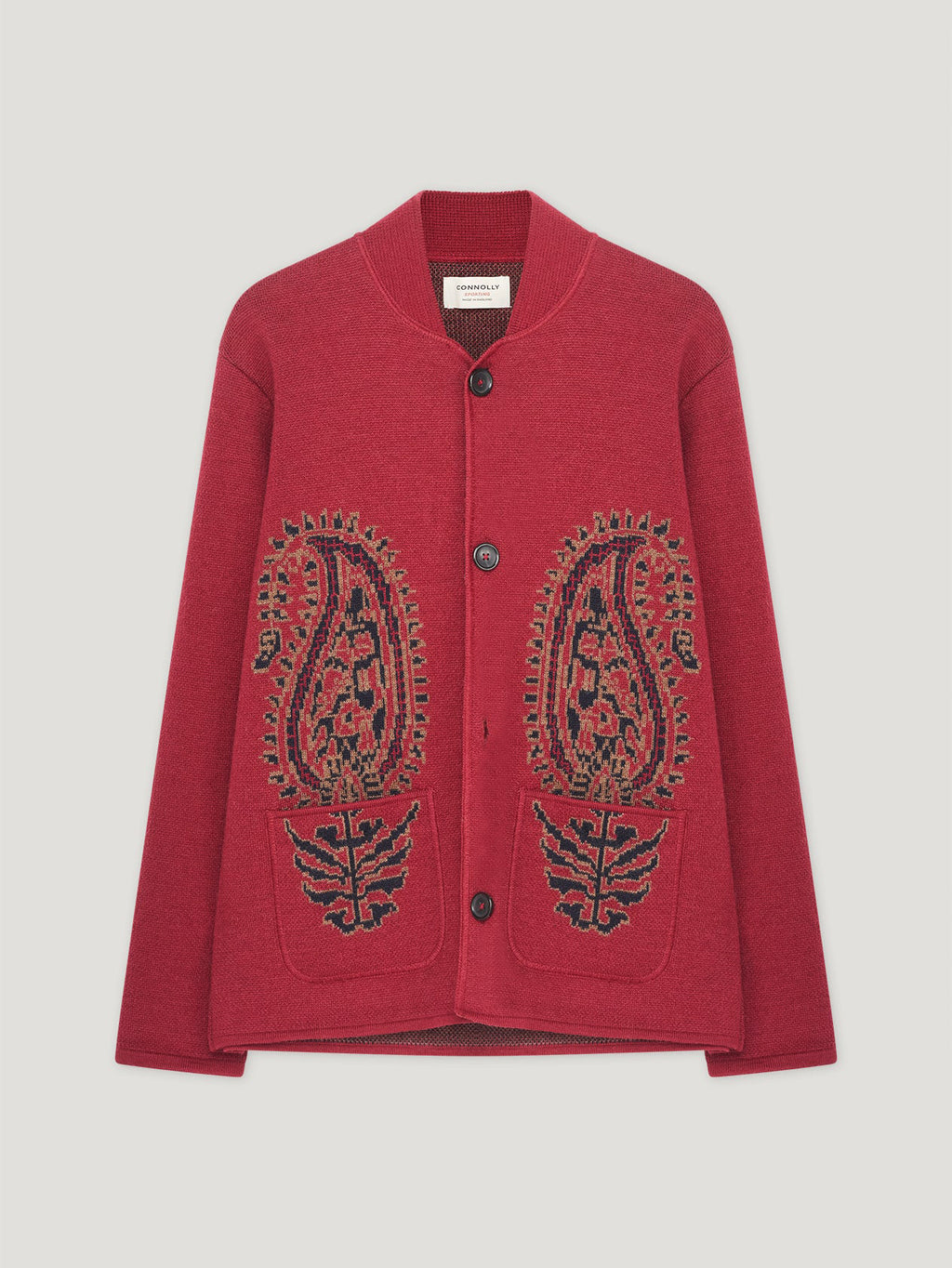 Dark Red Single Breasted Paisley Jacket