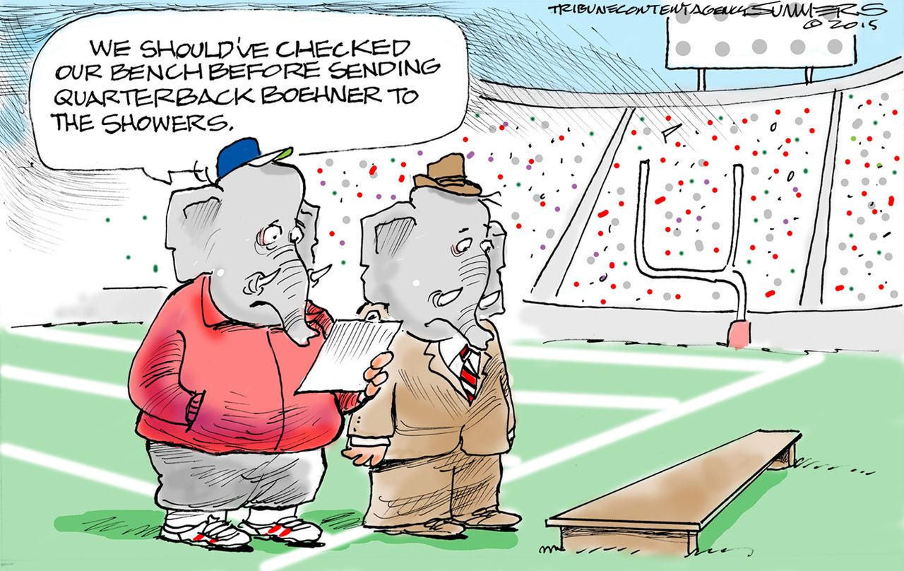 Political cartoon U.S. Boehner Football