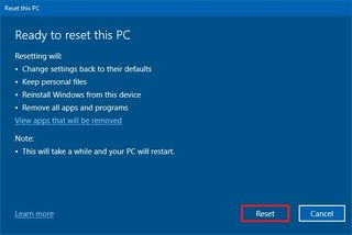 Windows 10 reset computer to default settings