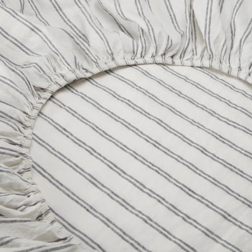 Piglet in Bed, Ivory Kemptown Stripe 100% Linen Fitted Sheet