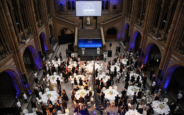 LONDON, ENGLAND - JUNE 13: A general view of guests in the dining hall at the Longines Ladies Awards at the National History Museum on June, 13, 2016 in London, United Kingdom. The event honoured Her Royal Highness The Princess Royal for her lifelong commitment to equestrian sport. (Photo by Rob Stothard/Getty Images for Longines)