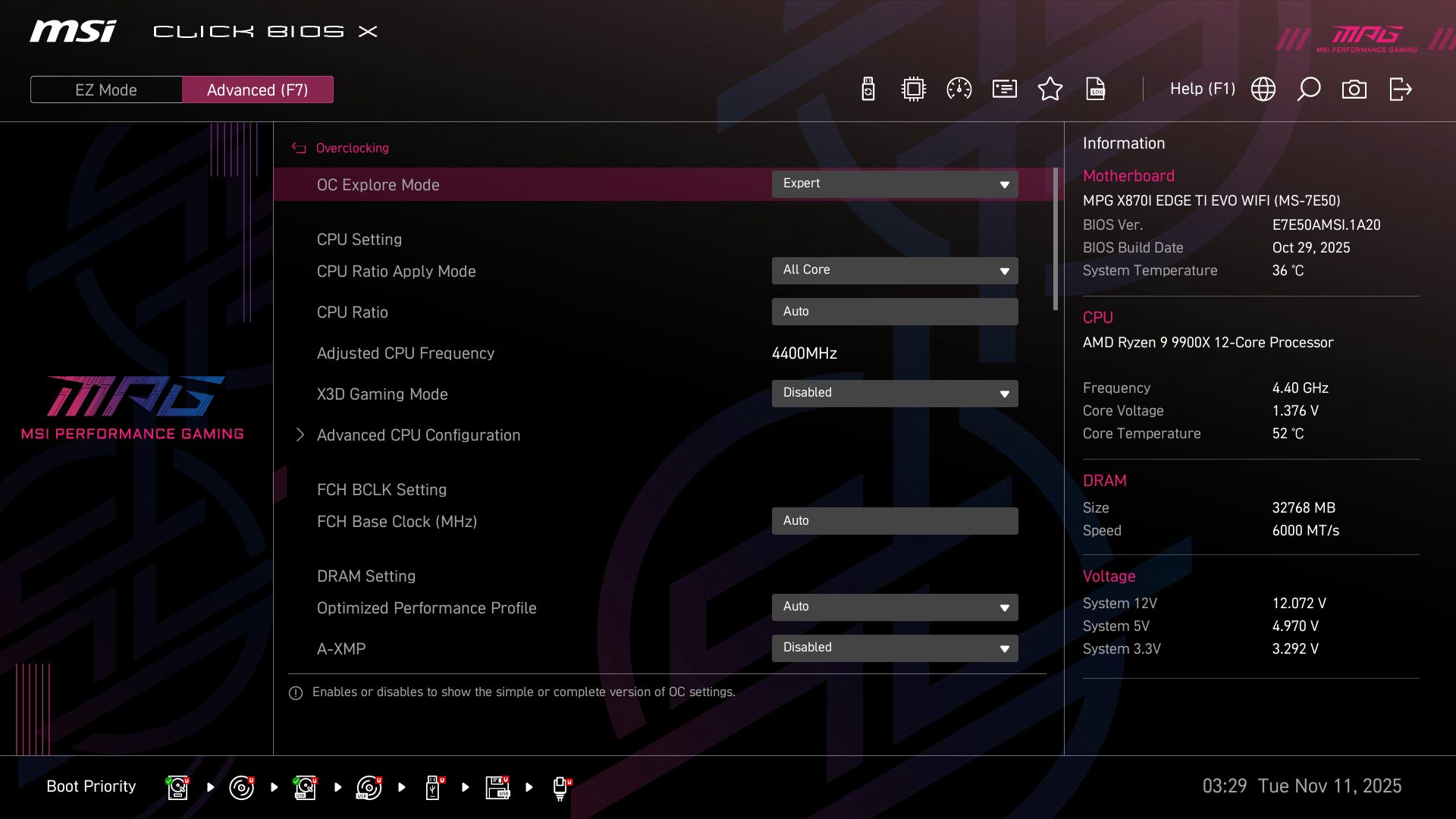 MSI X870I Edge Ti Evo Wifi - BIOS