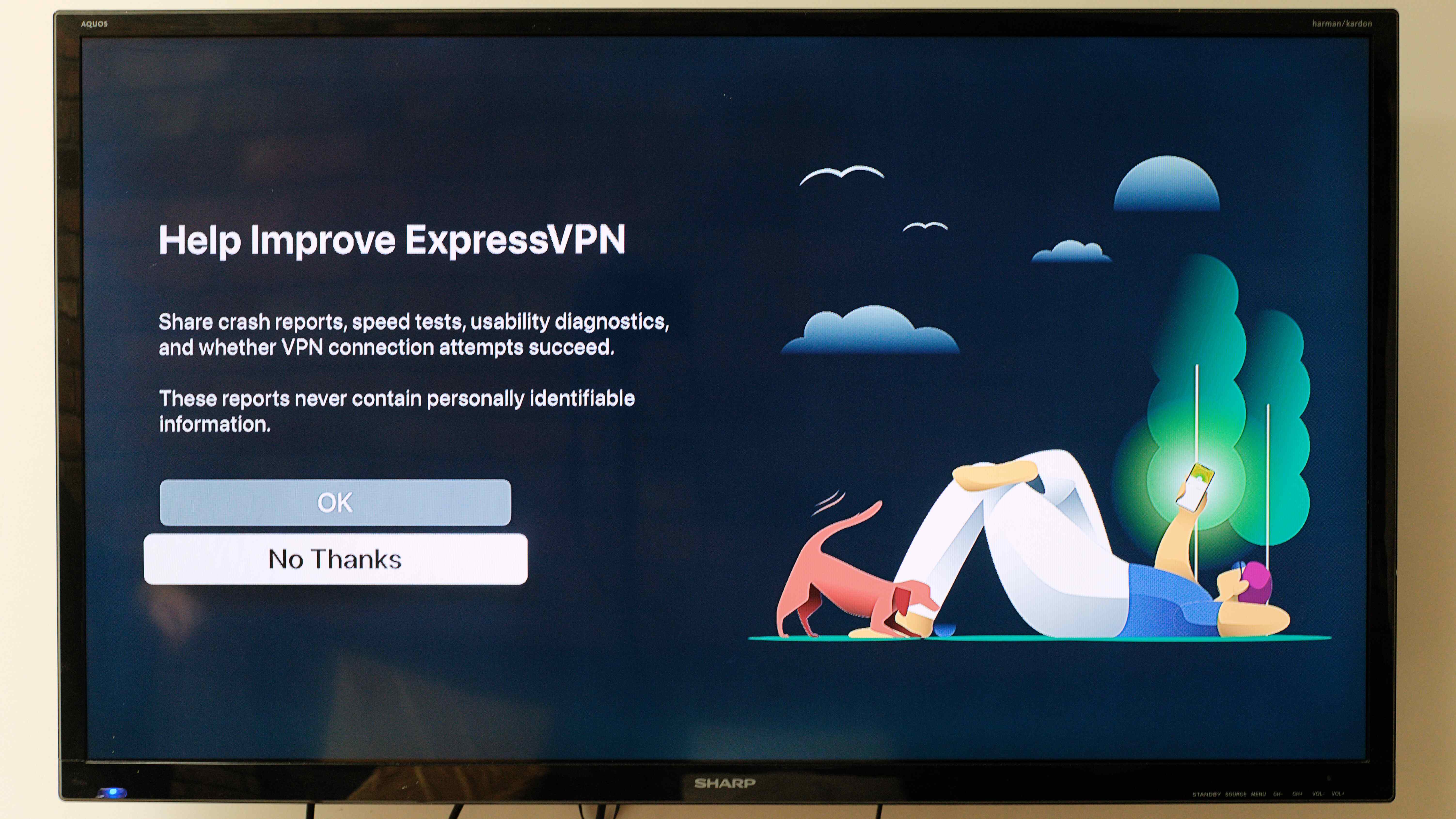 ExpressVPN app running on an Apple TV