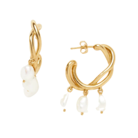 Get the look: Molton Baroque Pearl Drop Hoop Earrings, £165 | Missoma