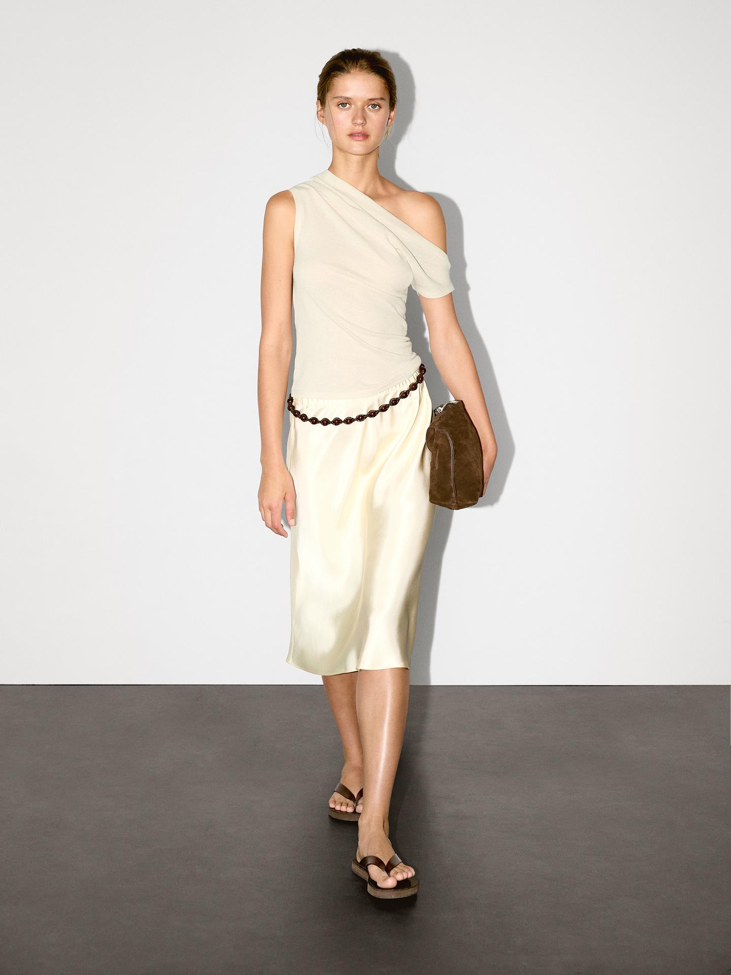 Massimo Dutti Striped flounce midi dress