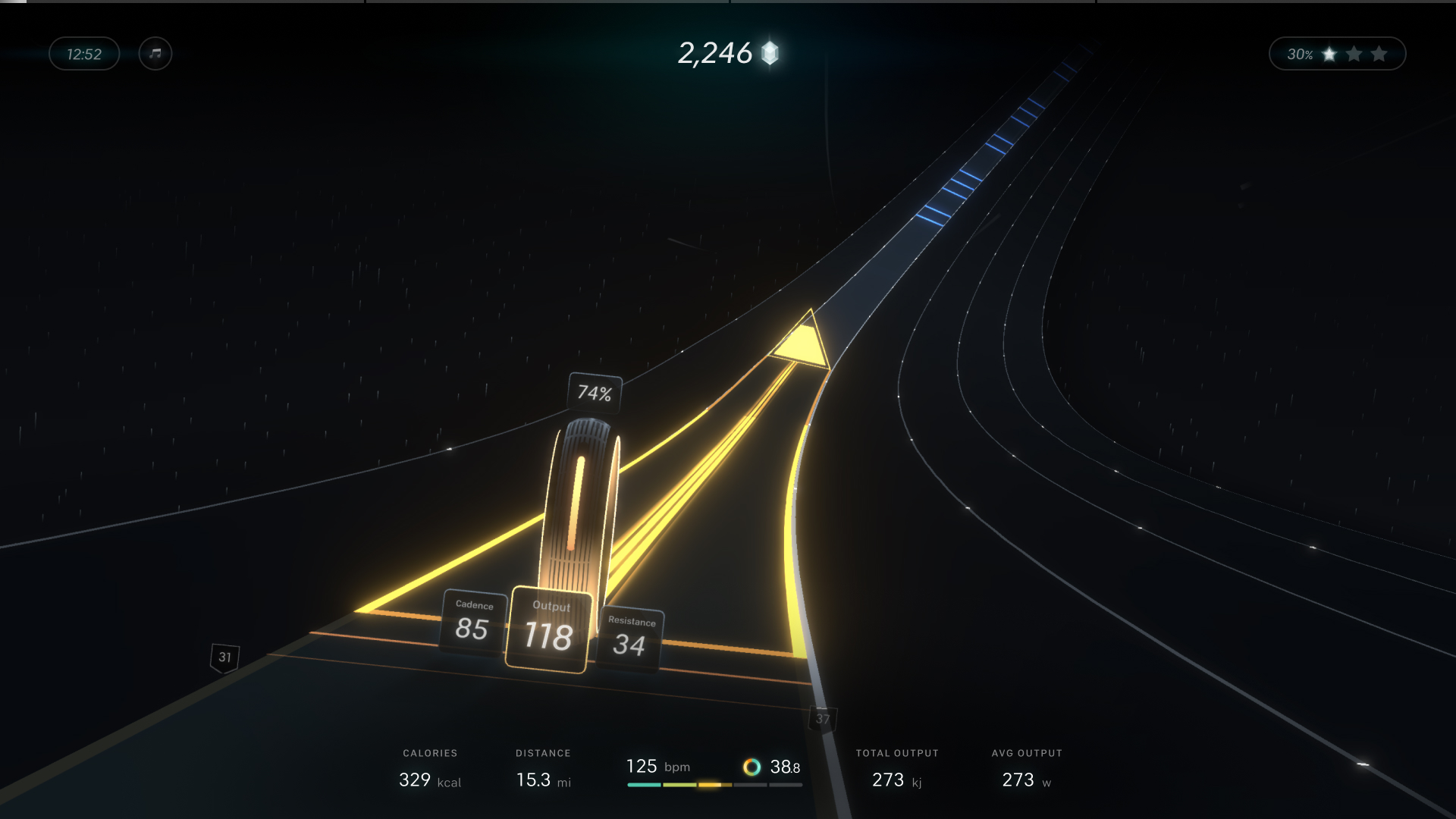 An example of Peloton Lanebreak's user interface