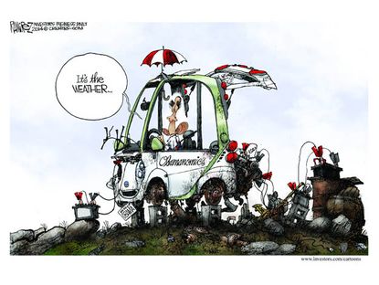 Political cartoon Obama economy weather