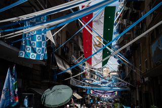 A street in Naples decked out in celebration ahead of Napoli's Serie A title win