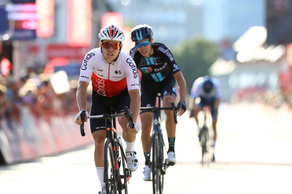 TRONDHEIM NORWAY AUGUST 14 Axel Zingle of France and Team Cofidis crosses the finish line during the 9th Arctic Race Of Norway 2022 Stage 4 a 1591km stage from Trondheim to Trondheim ArcticRace on August 14 2022 in Trondheim Norway Photo by Michael SteeleGetty Images