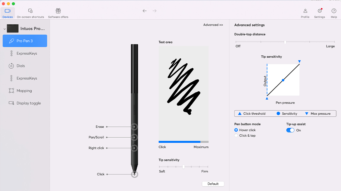 Waco Intous Pro review; a stylus testing menu