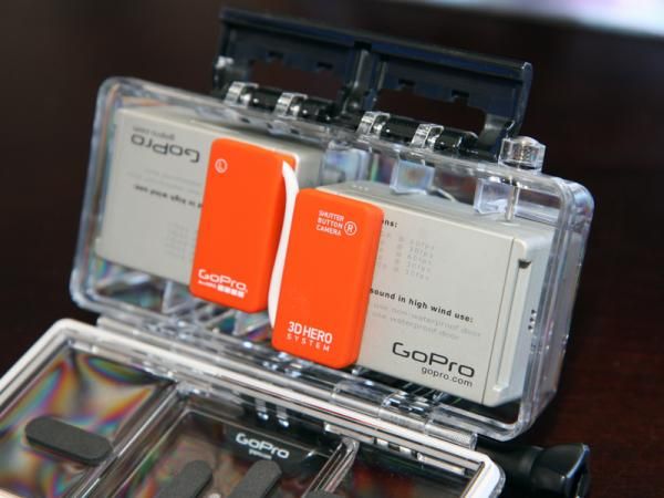 GoPro's 3D Hero kit includes the housing and syncronization plug to connect two cameras together.