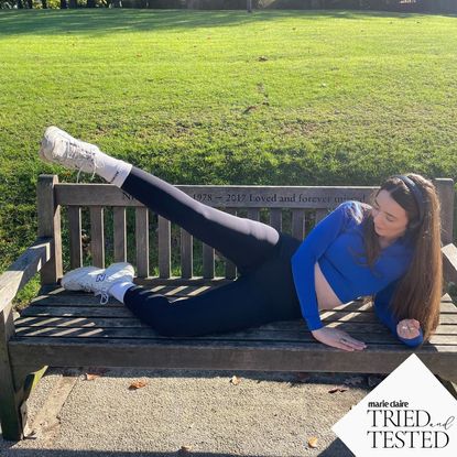 Exercise snacking: Dionne Brighton working out in the park