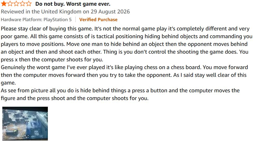 A negative user review of Star Wars Zero Company