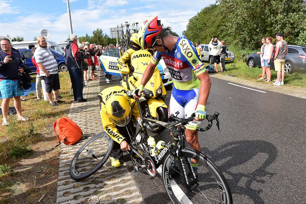 A rear flat slowed Peter Sagan near the finish.