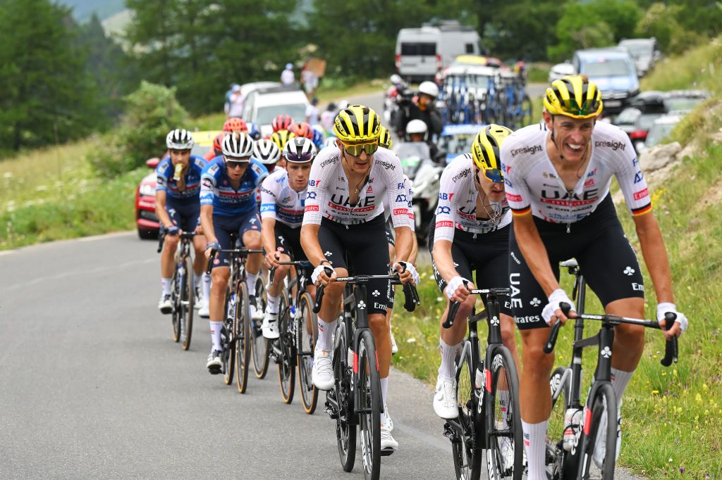 ISOLA 2000 FRANCE JULY 19 Marc Soler of Spain and UAE Team Emirates competes during the 111th Tour de France 2024 Stage 19 a 1446km stage from Embrun to Isola 2000 2022m UCIWT on July 19 2024 in Isola 2000 France Photo by Tim de WaeleGetty Images