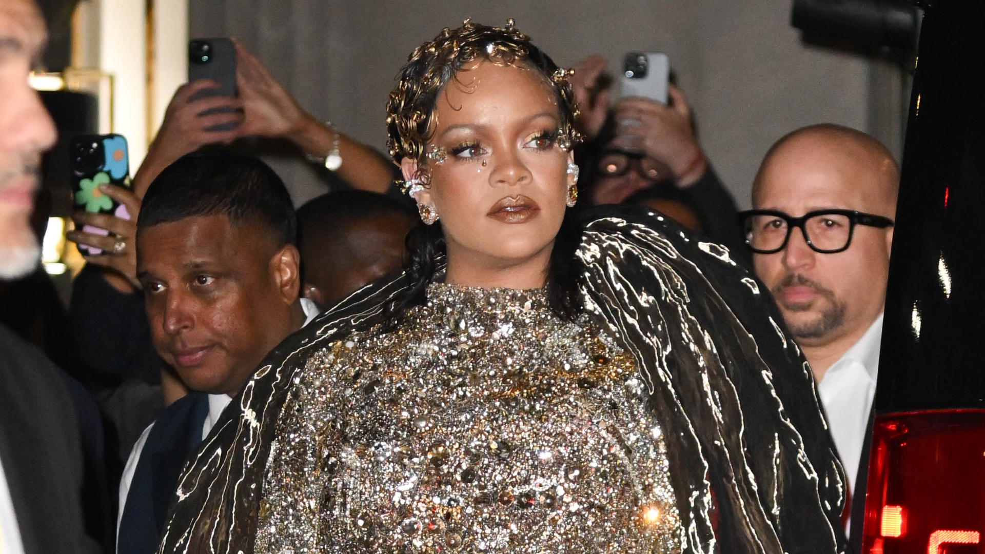 Rihanna departing to the Met Gala.