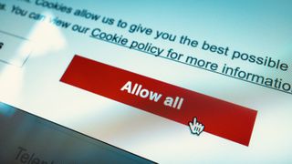 A mouse cursor hovering over an 'Allow all' option on a cookie banner