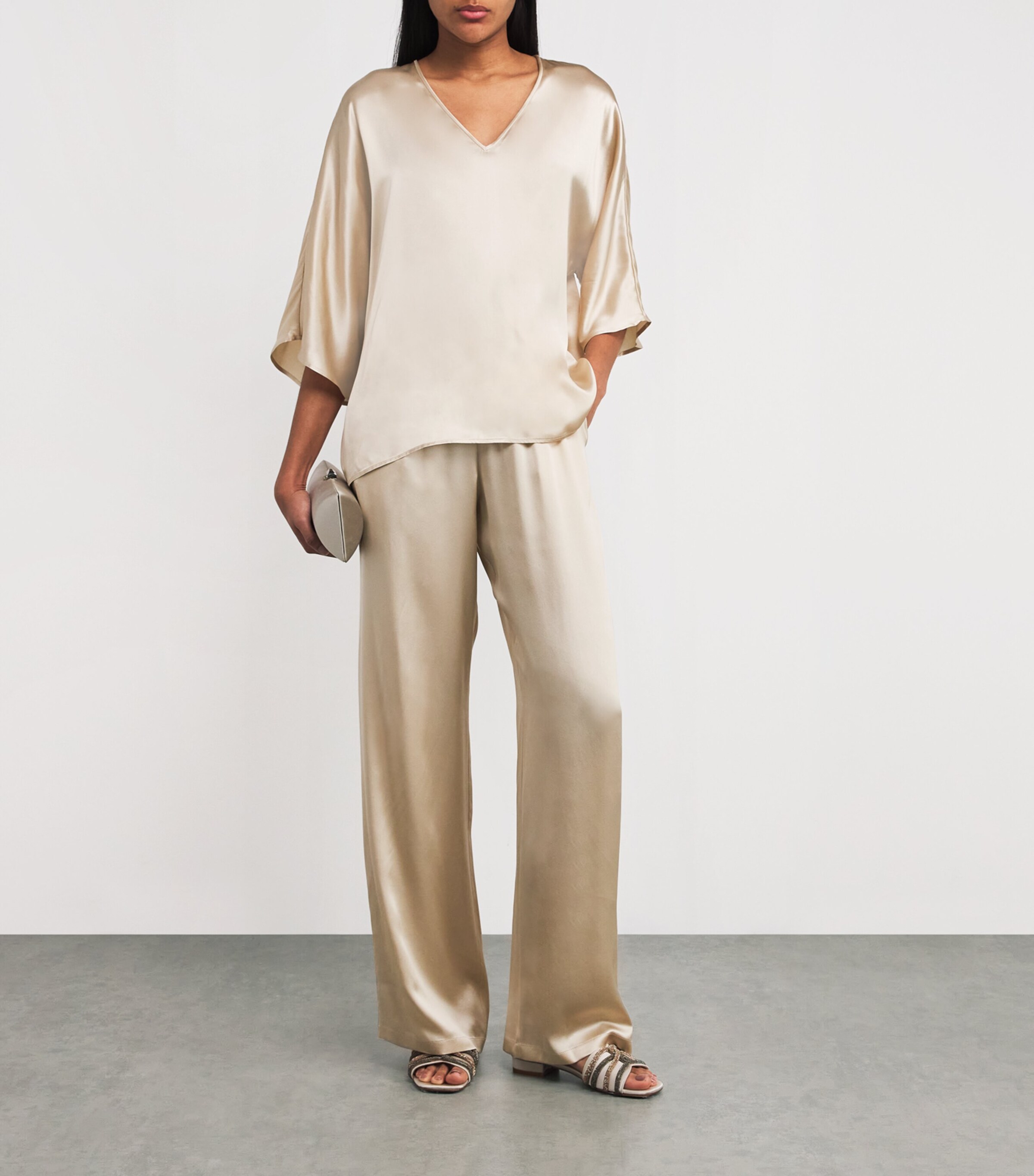 Silk Elasticated Palazzo Trousers