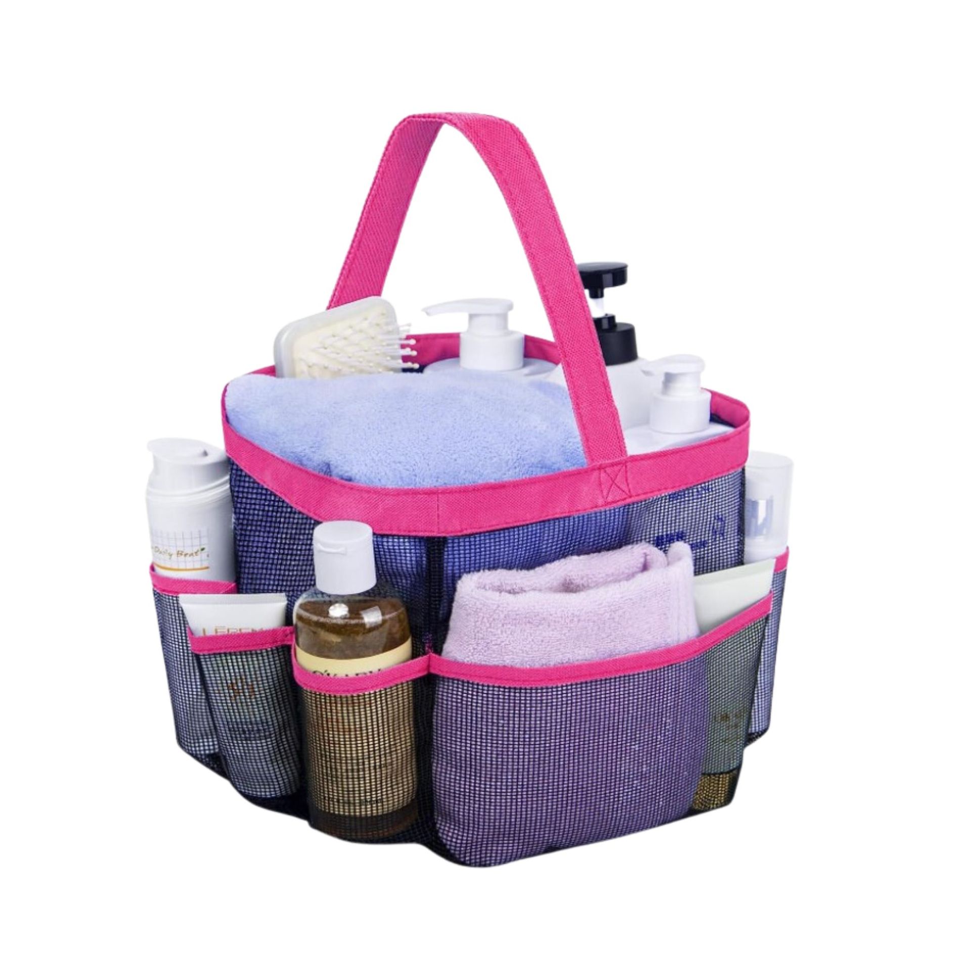 Baki shower dengan perlengkapan mandi di dalamnya