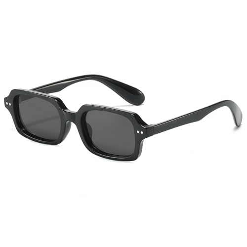 Yameize Retro Rectangular Sunglasses for Women Men Square Sunglasses Vintage 90s Fashion Thick Frame Narrow Sun Glasses Uv400 Protection