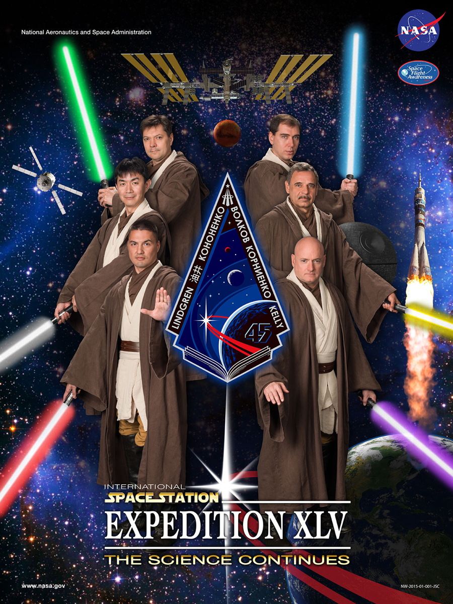 Future Space Station Crew Dons Jedi Robes For Star Wars Inspired Poster