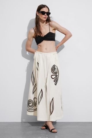 Embroidered Midi Skirt