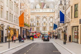 Old Bond Street in Mayfair, with its luxury stores and elegant brands, London