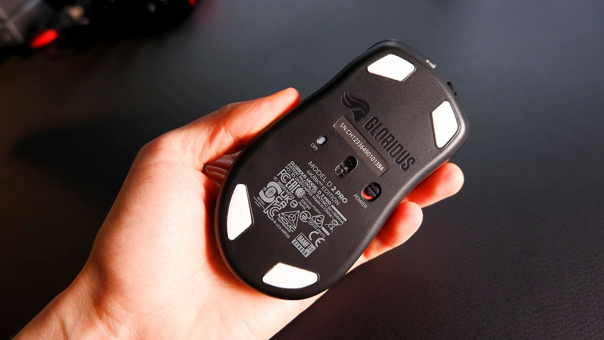 The Glorious D 2 Pro 4KHz/8KHz gaming mouse on a desk.