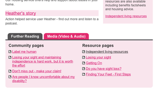 Screengrab from site showing lots of easy accessed content