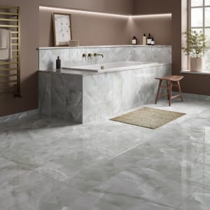 Wickes Onyx Grey Ice Polished Porcelain Wall &amp;amp; Floor Tile - 600 X 300mm