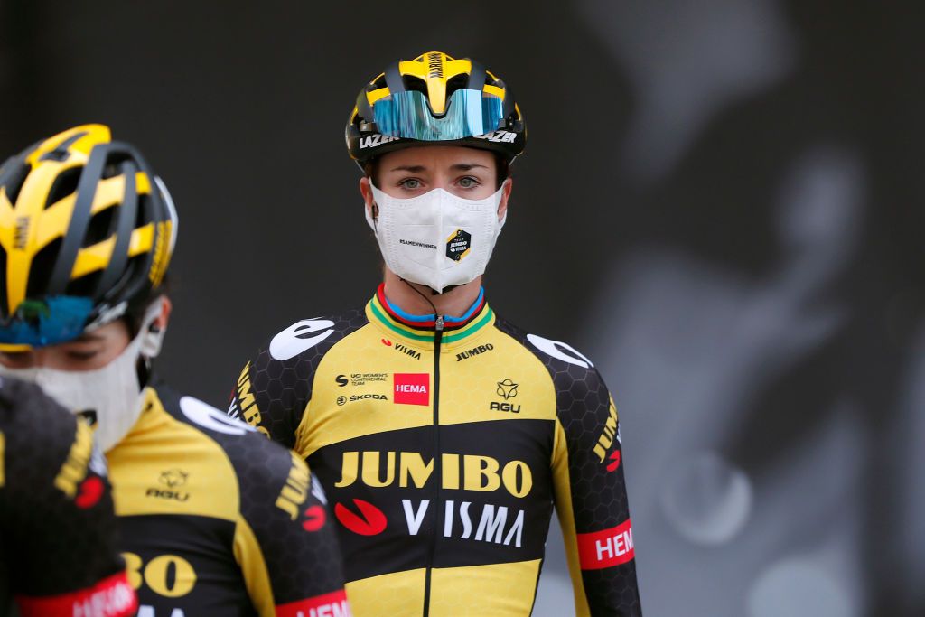 MUR DE HUY BELGIUM APRIL 21 Marianne Vos of Netherlands and Team Jumbo Visma during the 24th La Fleche Wallonne 2021 Women Elite a 1302km race from Huy to Mur de Huy 204m FlecheWallonne FWwomen UCIWWT on April 21 2021 in Mur de Huy Belgium Photo by Bas CzerwinskiGetty Images