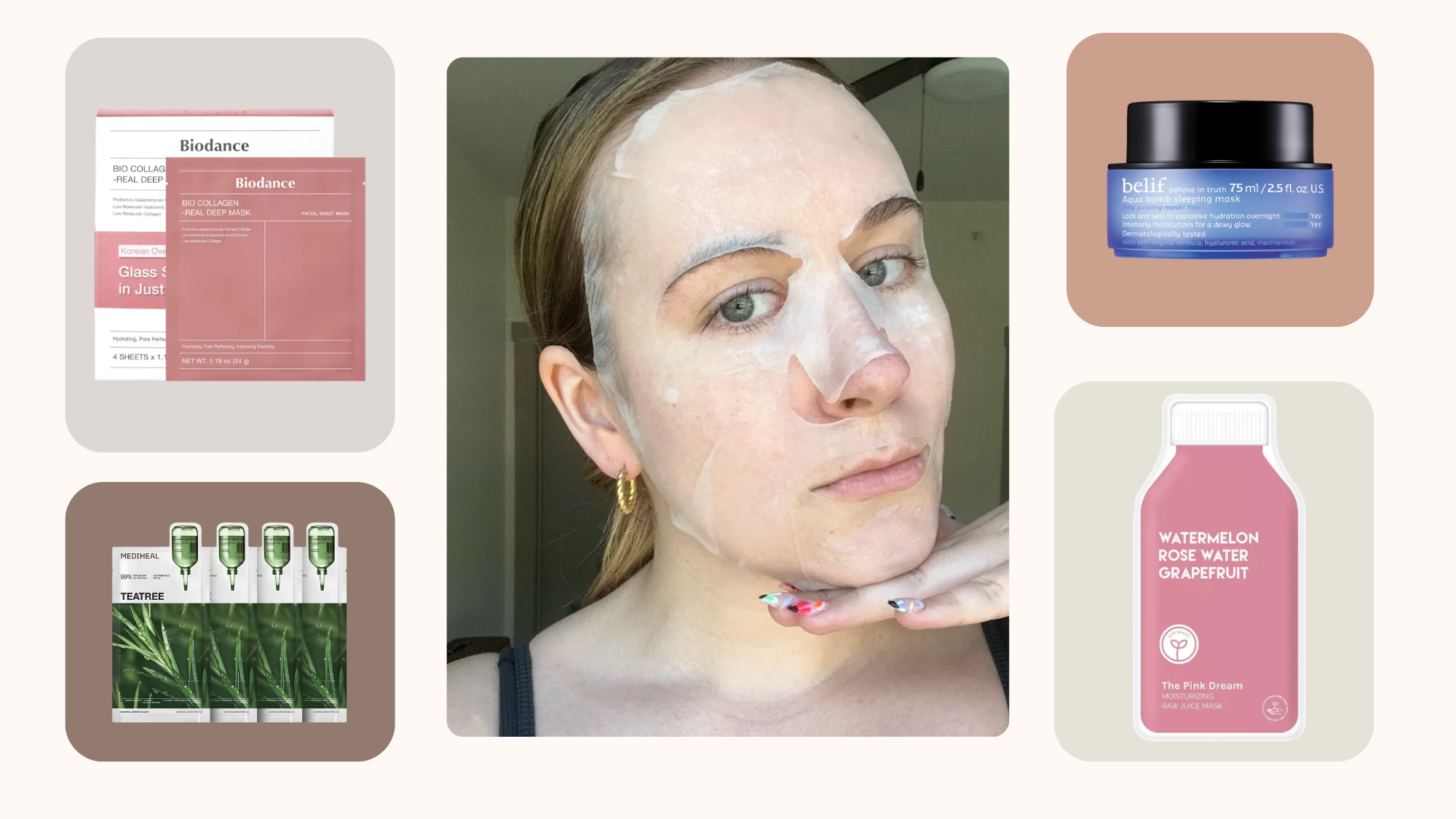Beauty editor Kaitlyn McLintock wearing the Biodance face mask.