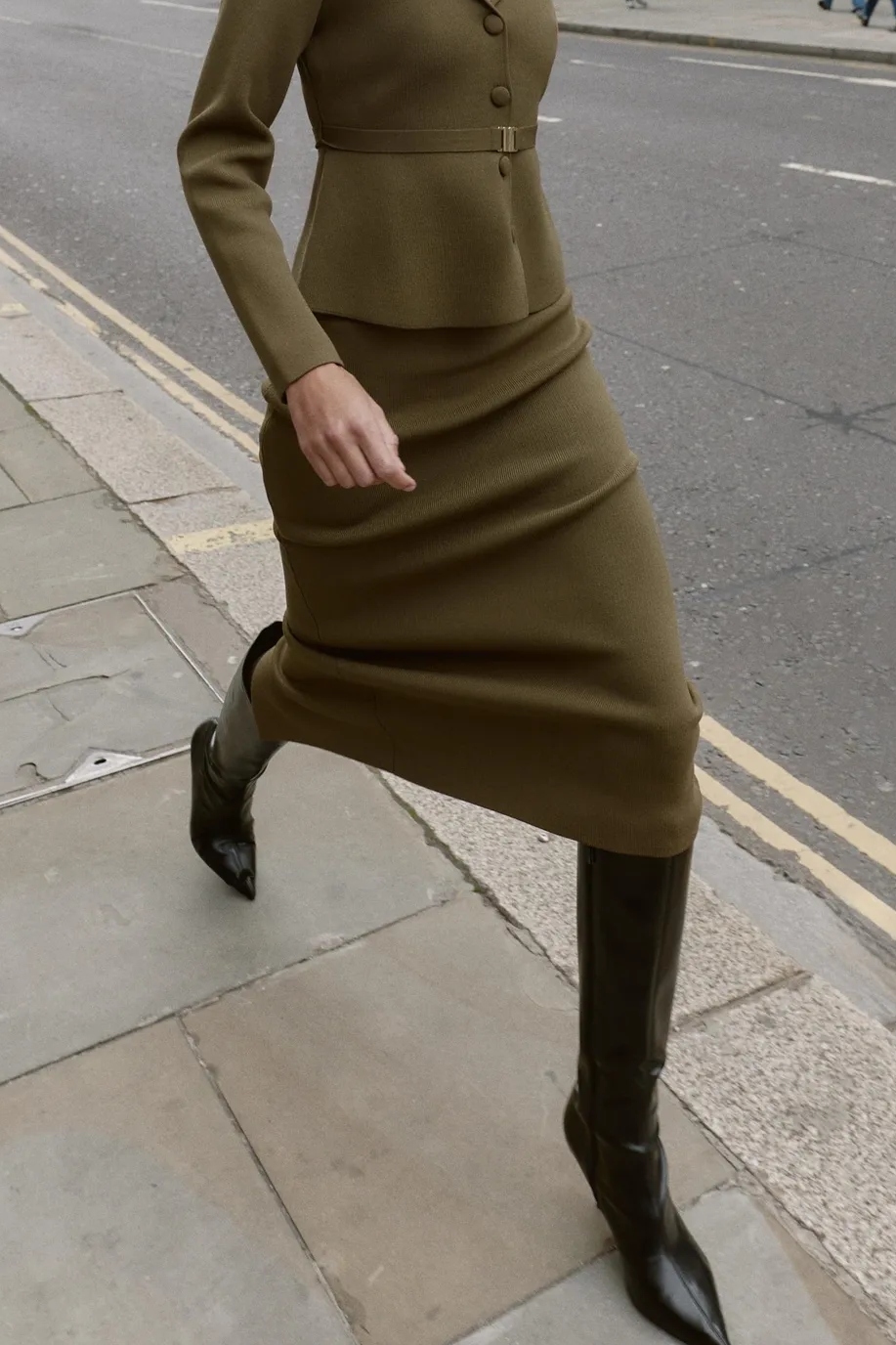 Zara, Knit Pencil Midi Skirt