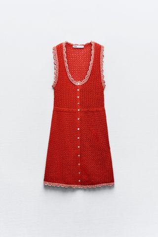 Pointelle Knit Mini Dress