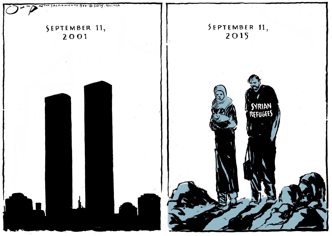 Editorial cartoon World 9/11 Europe Refugees