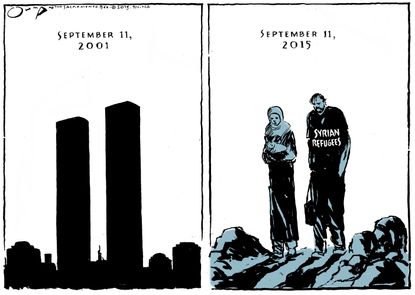 Editorial cartoon World 9/11 Europe Refugees