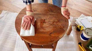 Oiling a wooden table