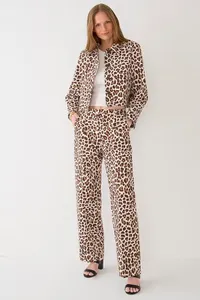 Collection Pleated Wide-Leg Pant in Leopard Trench Canvas, $248 $198 at J.Crew