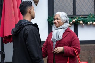 Misbah Maalik is incredibly worried about her son, Imran (left) in Hollyoaks.