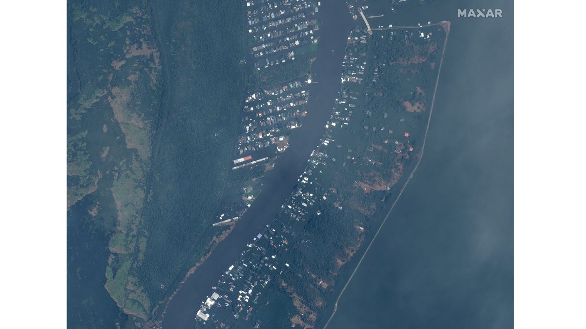 Jean Lafitte and Barataria after Hurricane Ida hit, imaged by Maxar Technologies' WorldView-2 satellite on Aug. 31, 2021.