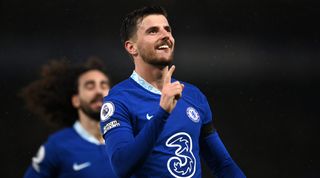 Mason Mount of Chelsea celebrates after scoring his team's second goal during the Premier League match between Chelsea and AFC Bournemouth at Stamford Bridge on December 27, 2022 in London, United Kingdom.