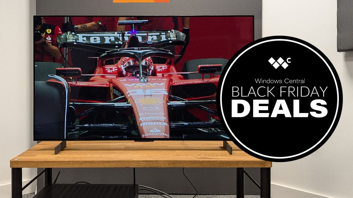 LG C4 TV with a Black Friday deal graphic.