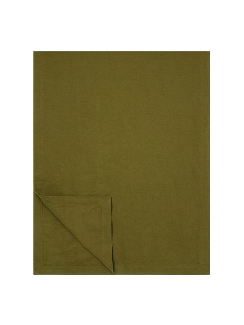 Botanical Green Linen Blend Table Runner