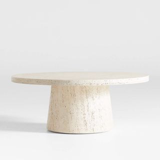 Willy Faux Travertine Resin 44-Inch Round Pedestal Coffee Table by Leanne Ford